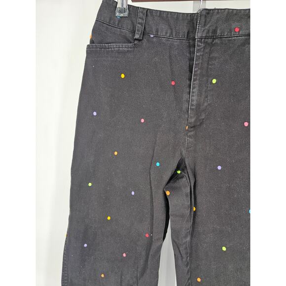 Rafaella Women's Black Dot Printed Belt Loop Hook Closer Cotton Capris Size 6 - Picture 2 of 4